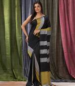 Handspun Cotton Black Handloom Saree