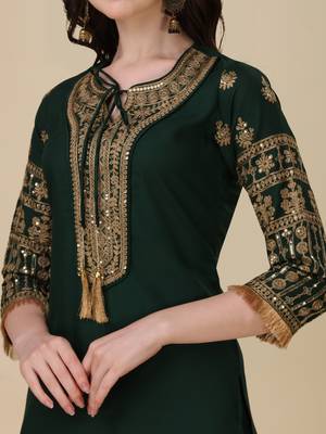 Modestouze Attires Women's Embroidered Silk Kurta And Pant Set With Net Dupatta (MAK7SEQUIN) 4