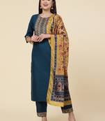 Blue Colour Party Wear Suit With Smart Digital Print