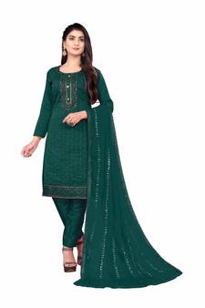 Green Colour Designer Sequins Work Stylish Partywear Salwaar Kameez