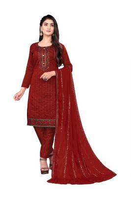 Maroon Colour Sequins Work Stylish Partywear Salwaar Kameez 1