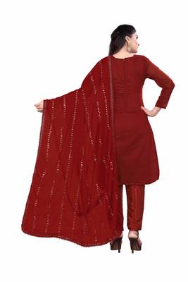 Maroon Colour Sequins Work Stylish Partywear Salwaar Kameez 2