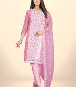 Pink Colour Organza Fabric Smart Embroidery Work Salwaar Kameez