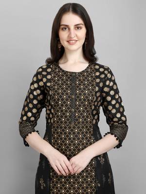 Women's Gold And Pigment Printed Cotton Kurta And Pant Set (MAK29KATPATCH) 4