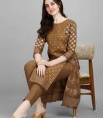 Women's Gold And Pigment Printed Cotton Kurta And Pant Set (MAK29KATPATCH)