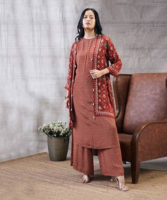 Zahra Red Printed Kurta Set 1