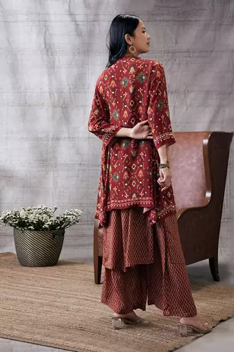 Zahra Red Printed Kurta Set