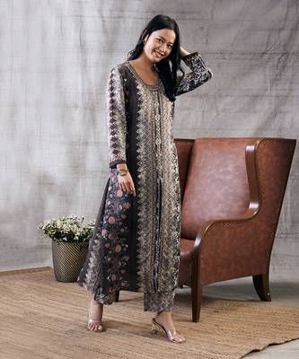 Dilara Brown Embroidered Kurta Set 1