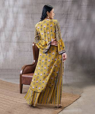 Sarouk Yellow Embroidered Angarkha Set 5