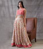 Zahra Peach Embroidered Lehenga Set