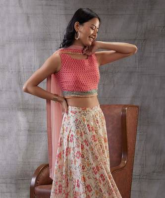 Zahra Peach Embroidered Lehenga Set 3