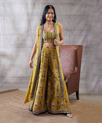 Sarouk Yellow Embroidered Co-Ord Set 1