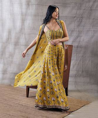 Sarouk Yellow Embroidered Co-Ord Set 2