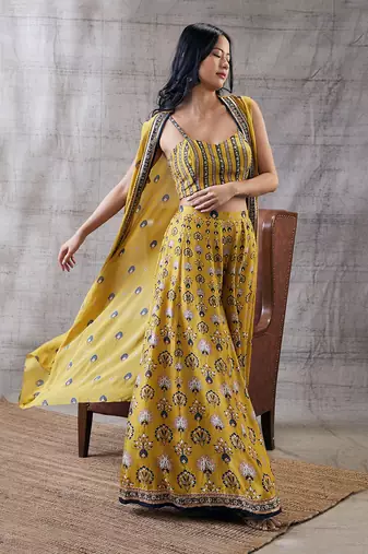 Sarouk Yellow Embroidered Co-Ord Set