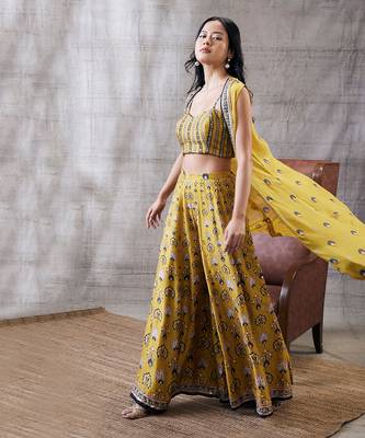 Sarouk Yellow Embroidered Co-Ord Set 3