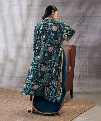 Mehr Green Printed Drape Skirt Set 4