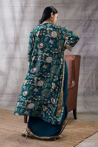 Mehr Green Printed Drape Skirt Set