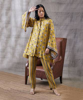 Sarouk Yellow Embroidered Co-Ord Set 1