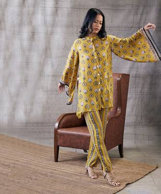 Sarouk Yellow Embroidered Co-Ord Set 2