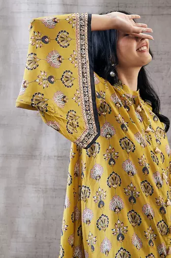 Sarouk Yellow Embroidered Co-Ord Set