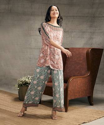 Vintage Peach And Green Trails Sequin Co-Ord Set 2