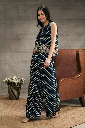 Gulista Teal Blue Embroidered Co-Ord Set
