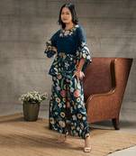 Gulista Teal Blue Patch Work Co-Ord Set