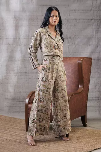 Mehr Beige Printed Co-Ord Set
