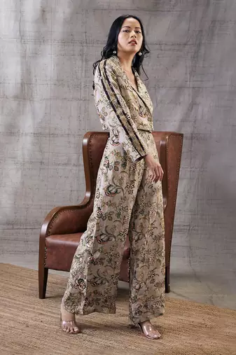 Mehr Beige Printed Co-Ord Set
