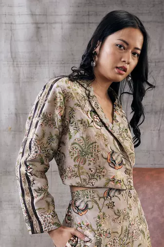 Mehr Beige Printed Co-Ord Set