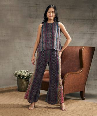 Ikaya Blue Printed Sequin Co-Ord Set 1