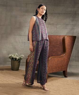 Ikaya Blue Printed Sequin Co-Ord Set 2