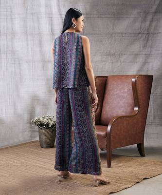 Ikaya Blue Printed Sequin Co-Ord Set 5