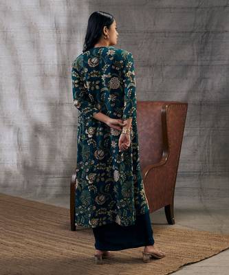 Mehra Green Drape Jacket Set 4