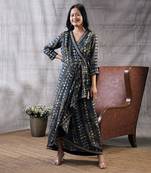 Dilara Black Embroidered Drape Dress