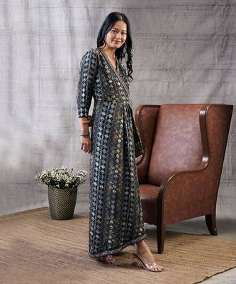 Dilara Black Embroidered Drape Dress 3