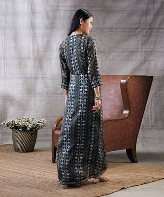 Dilara Black Embroidered Drape Dress 4