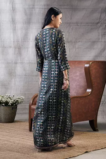 Dilara Black Embroidered Drape Dress
