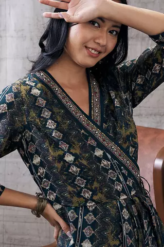 Dilara Black Embroidered Drape Dress