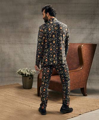 Zahra Black Printed Blazer Set 4