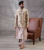 Mehr Beige Printed Jacket Set