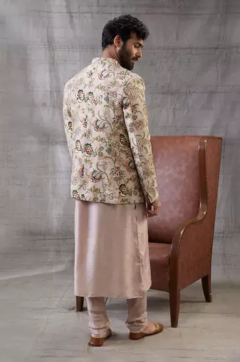Mehr Beige Printed Jacket Set