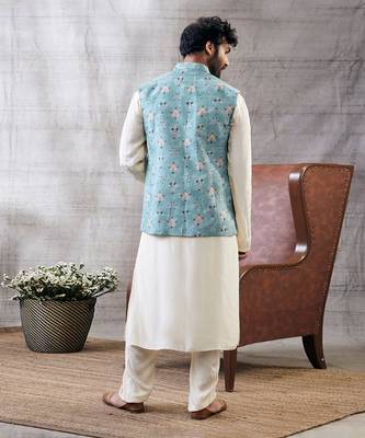Sarouk Beige And Blue Printed Bundi Set 3