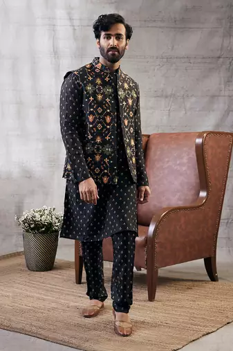 Zahra Black Printed Bundi Set