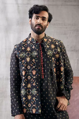 Zahra Black Printed Bundi Set