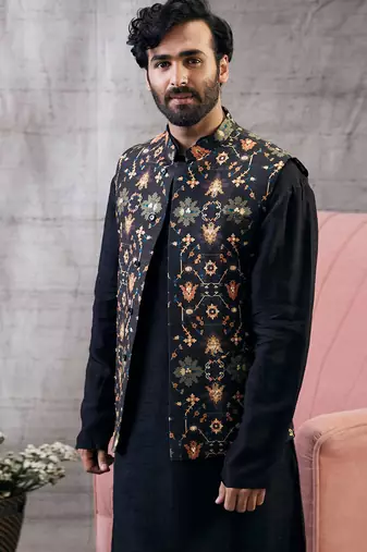 Zahra Black Printed Bundi Set