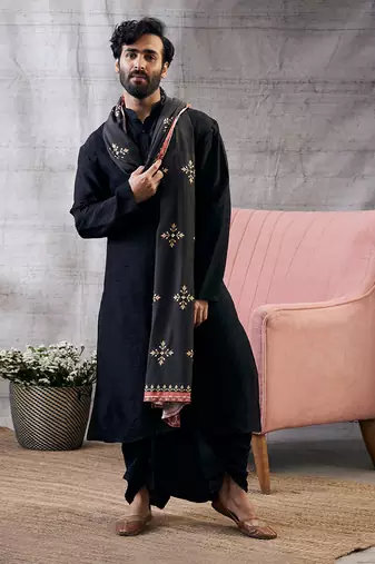 Zahra Black Printed Dhoti Set