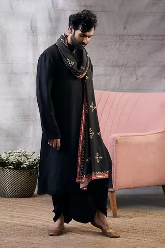 Zahra Black Printed Dhoti Set