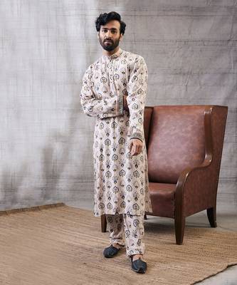 Sarouk Beige Printed Kurta Set 1