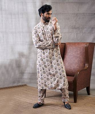 Sarouk Beige Printed Kurta Set 2